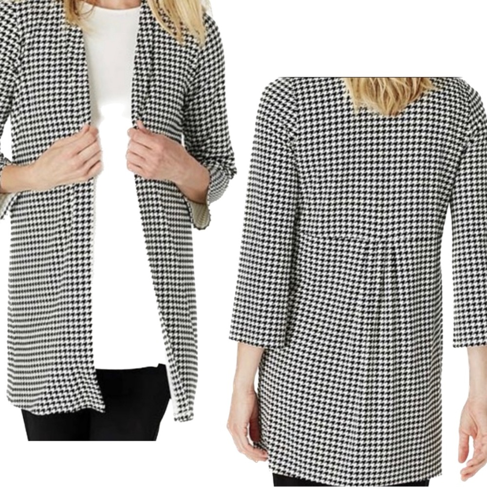 J. Jill Black and White Houndstooth Cardigan Sz Medium